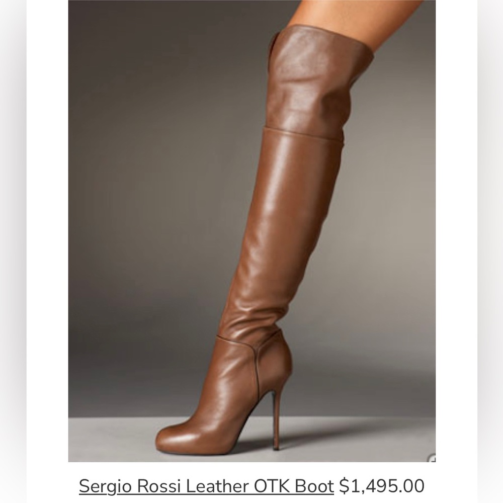 Sexy Sergio Rossi Camel Leather OTK Boots Super Soft 36.5